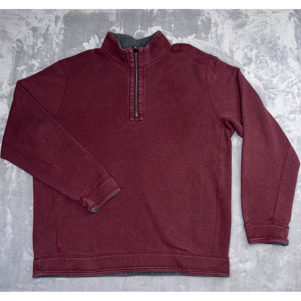 Tommy Bahama Men's 1/4 Zip Sweatshirt Pullover Burgundy XXL Mock Neck